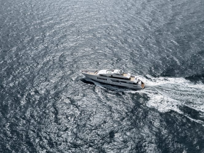 Aerial view of motor yacht LAURENTIA. Photo credit: Dick Holthuis