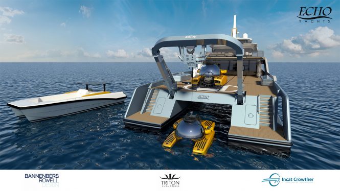 Aft view of PROJECT ECHO from Echo Yachts
