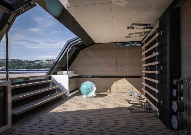 FOR.TH luxury yacht concept - The gym can alternatively be used as a beach club