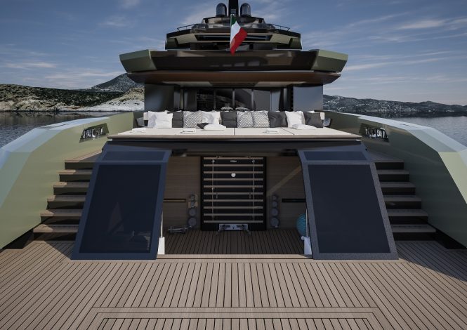 FOR.TH superyacht concept - Main deck aft sunpads and beach club or gym
