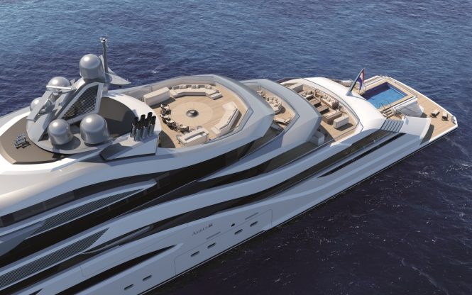 Luxury yacht POLLUX concept - Aft deck amenities