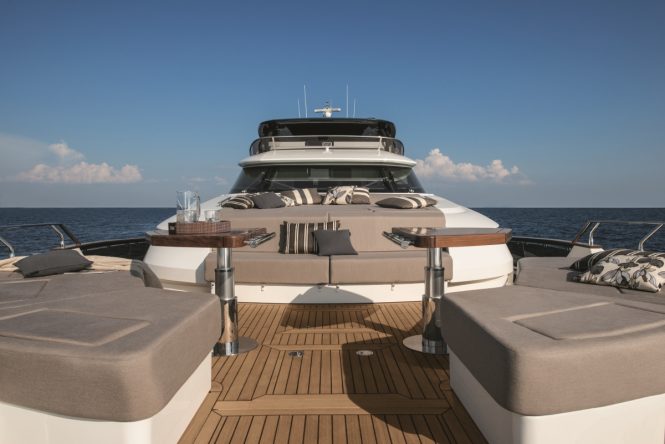 MCY 96 - Bow lounge. Photo credit Monte Carlo Yachts