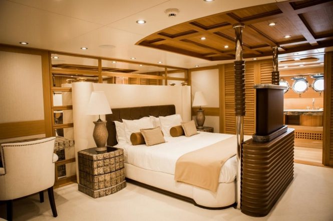 Master suite aboard luxury yacht ZANZIBA