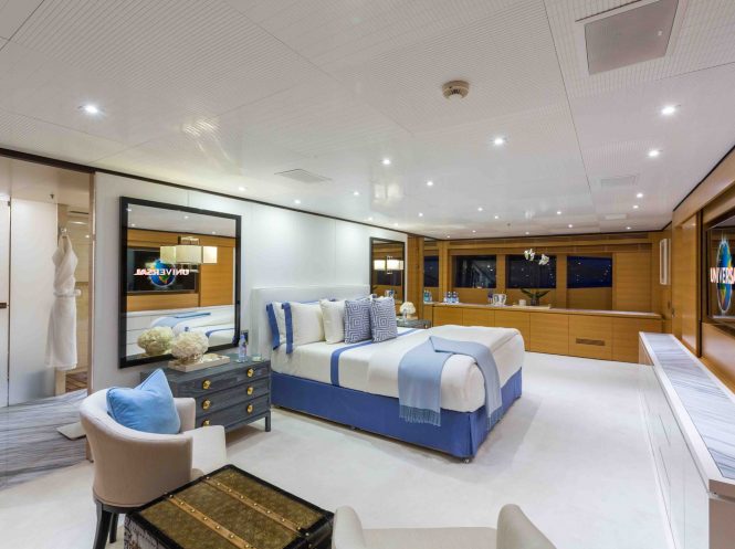 Master suite aboard superyacht MISCHIEF