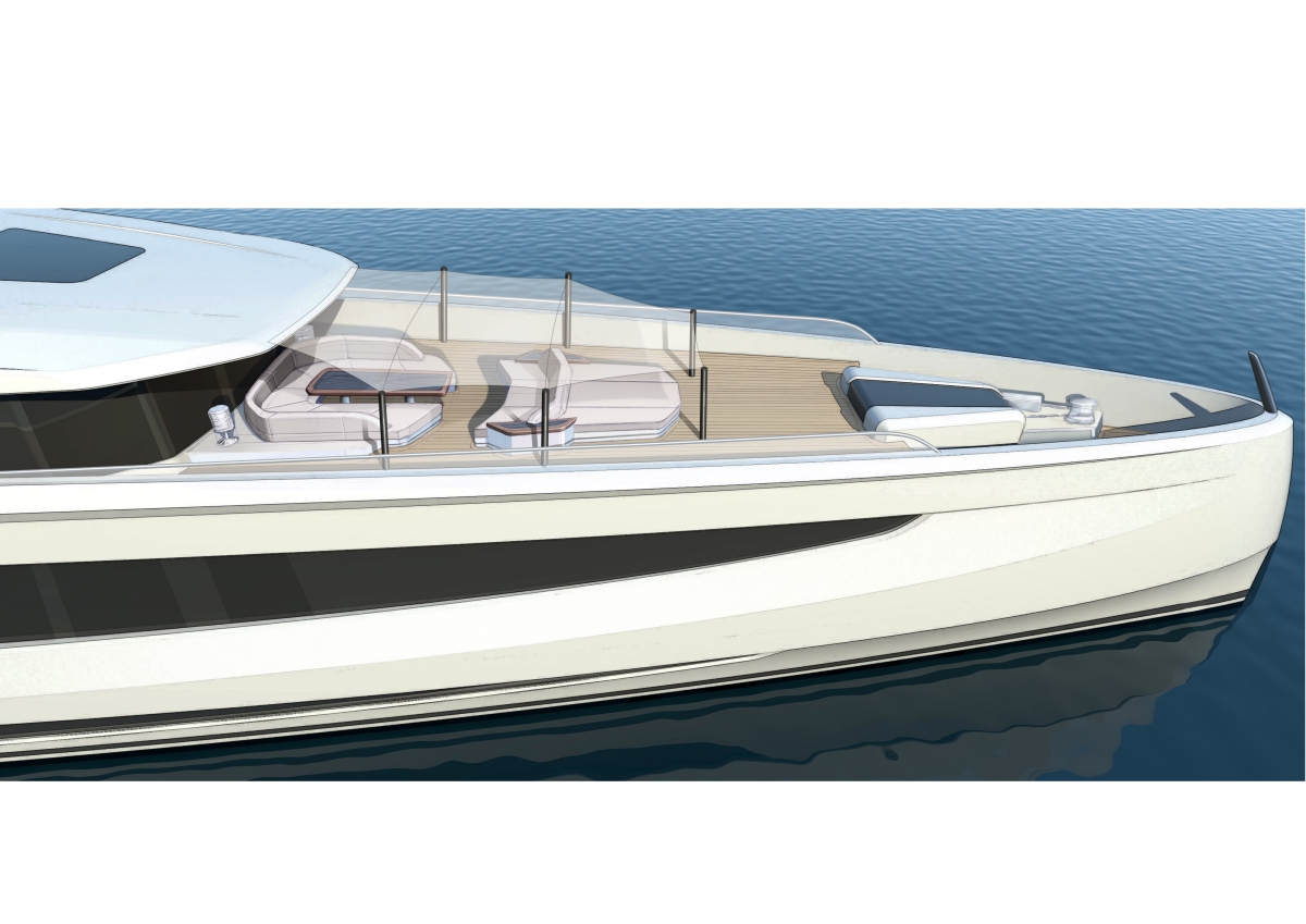 Motor yacht AVANTI Bow seating and sunbathing area — Yacht Charter