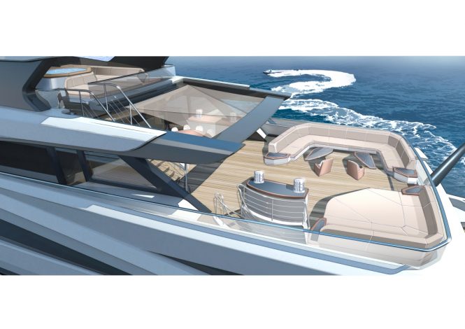 Superyacht AVANTI - Upper deck alfresco dining and bar