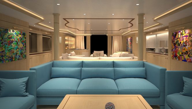 Superyacht BLUE VISION - Aft view of salon