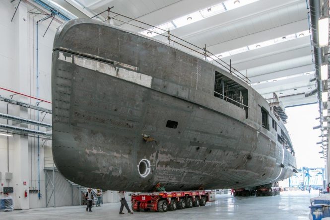 The 62m CRN 137 superyacht under construction