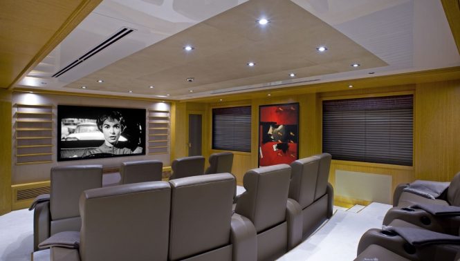The cinema aboard M/Y INDIAN EMPRESS