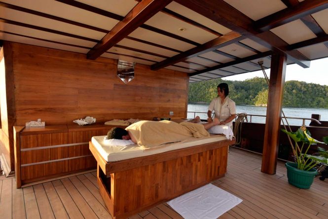 Alfresco massage therapies aboard superyacht LAMIMA