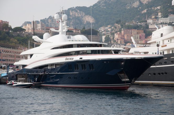 Anastasia at the Monaco Yacht Show
