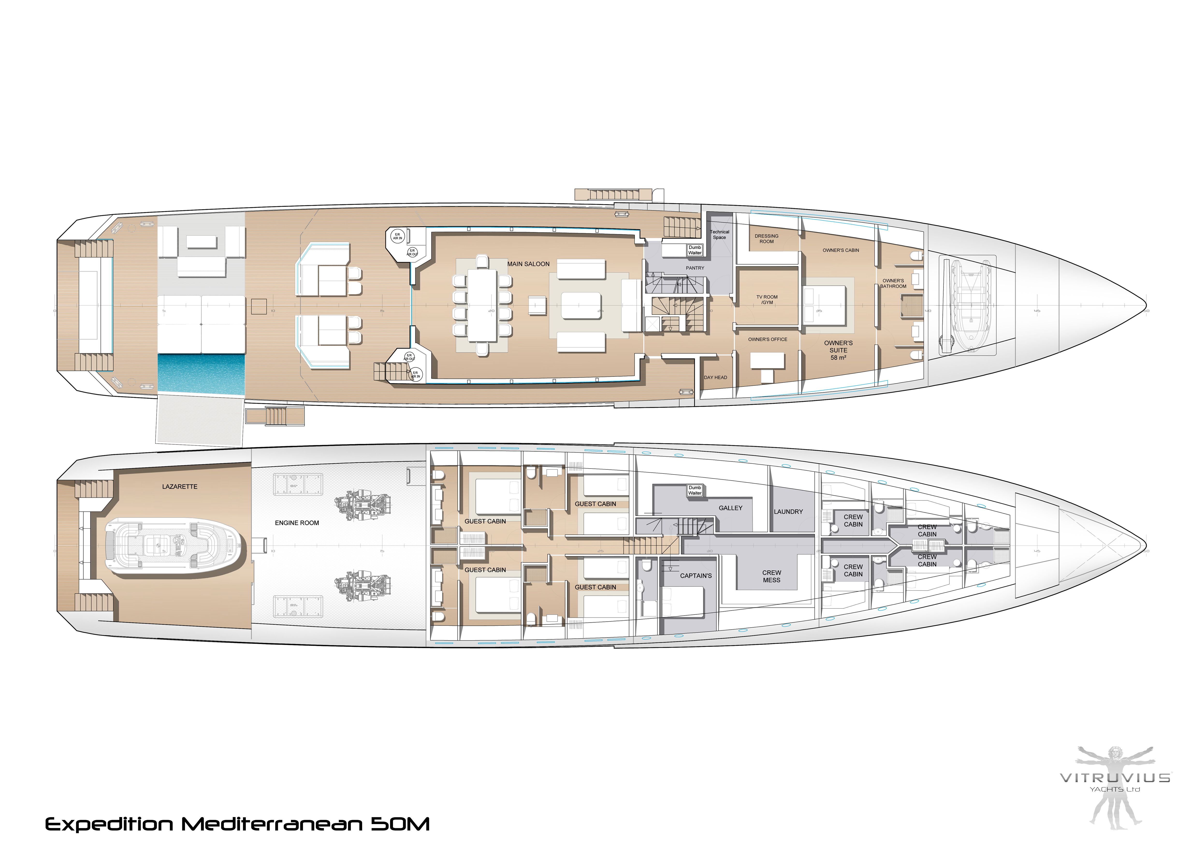 50m yacht layout