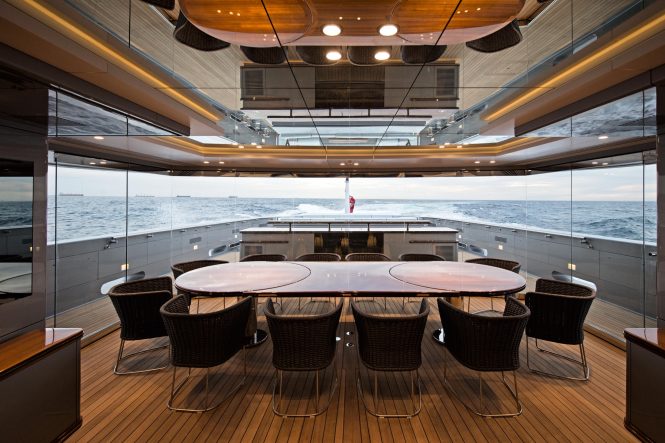 Luxury yacht SILVER FAST - Dining area. Photo credit Silver Yachts