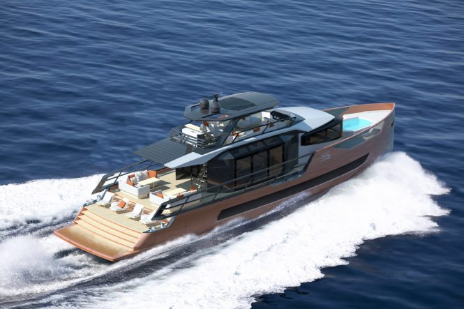 Luxury yacht XSR 85 concept. Photo credit Red Yacht Design