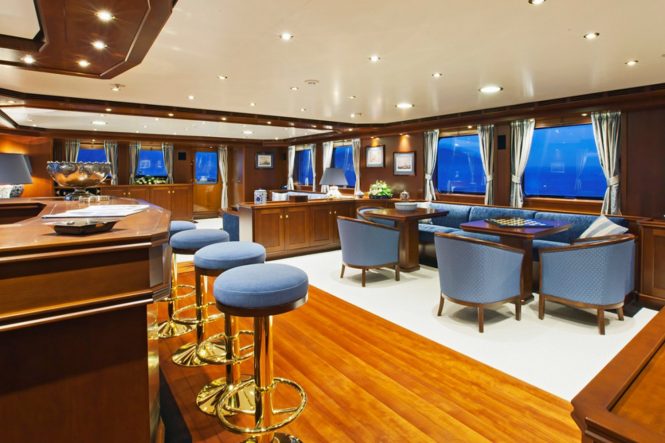 Main salon aboard luxury yacht AXANTHA II