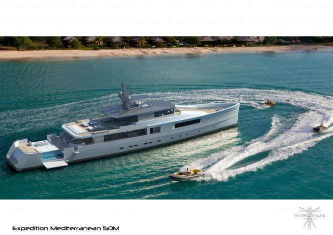Phillippe Briand-Vitruvius Yachts 50m Mediterranean crossover yacht