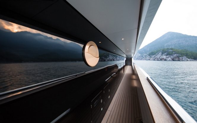 Side decks aboard superyacht IRIMARI