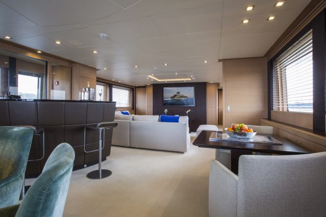 The salon aboard superyacht MIDNIGHT SUN