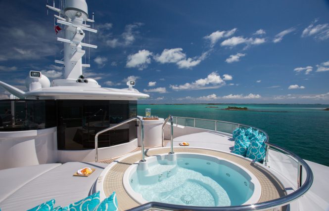 The sundeck Jacuzzi aboard motor yacht DREAM