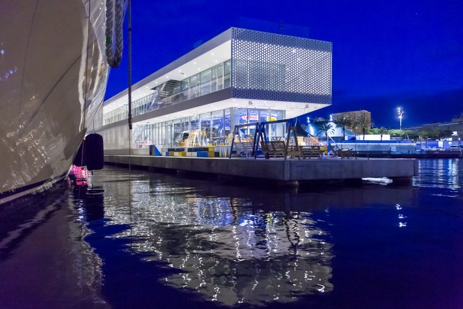 At the marina by night