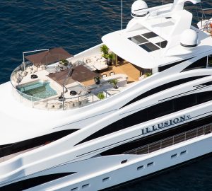 Luscious luxury yacht ILLUSION V available for New Year Bahamas and Caribbean charters