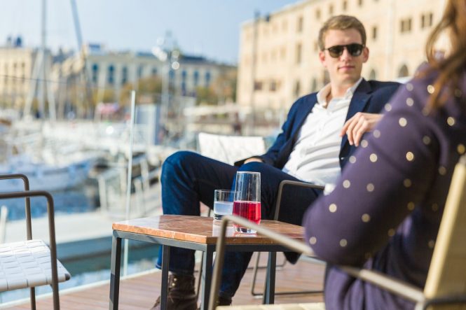 Relaxing at the One Ocean Port Vell Marina