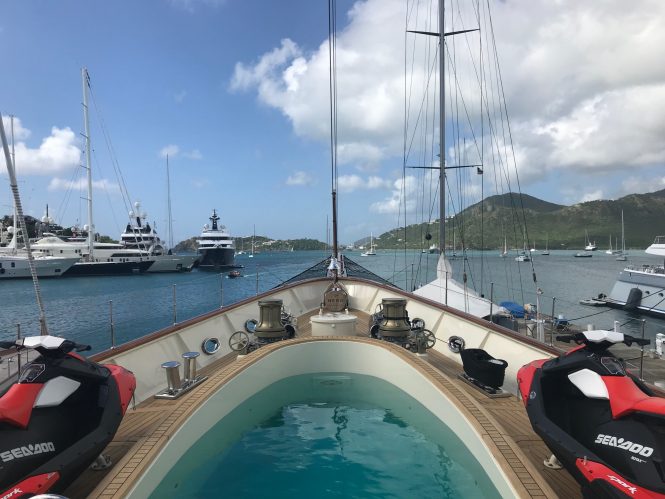 Aboard the luxury charter yacht NERO at Antigua Yacht Show 2017 - Photo CharterWorld.com
