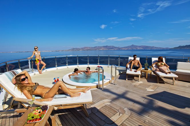 Relaxing after a great night out aboard O'MEGA available in Croatia