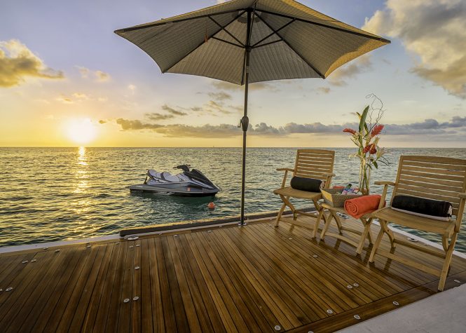 relaxing at sunset in the Caribbean - yacht Gladius - more info below