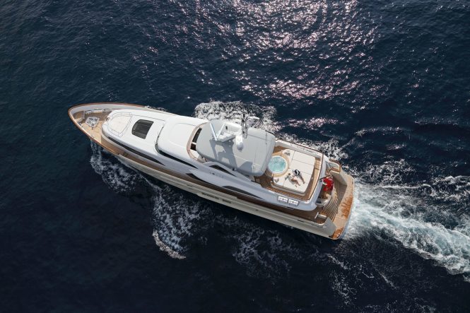 Aerial view of the motor yacht SOLIS