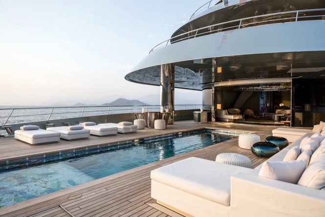 Luxurious pool aboard SAVANNAH by Feadship