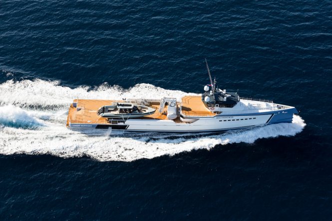 NEW FRONTIERS yacht support vessel from above by DAMEN