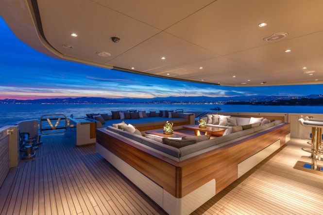 Expansive aft deck aboard VERTIGE