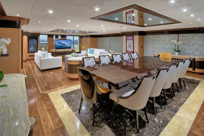 main saloon with formal dining area