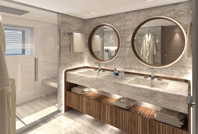 50m motor yacht ELETTRA - owner bathroom rendering