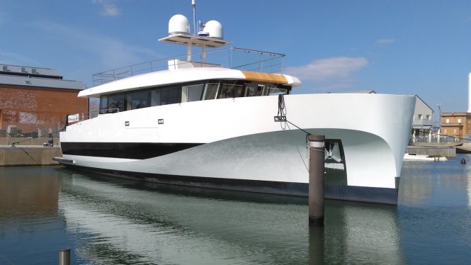 Motor yacht PRIVATE GG during launch - Credit Wally Yachts