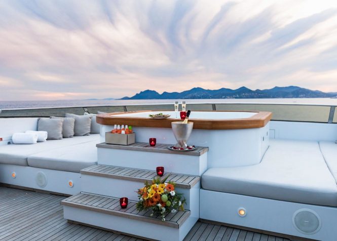 relax in the onboard jacuzzi