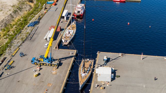 Aerial view during the launch of Swan 78 Haromi