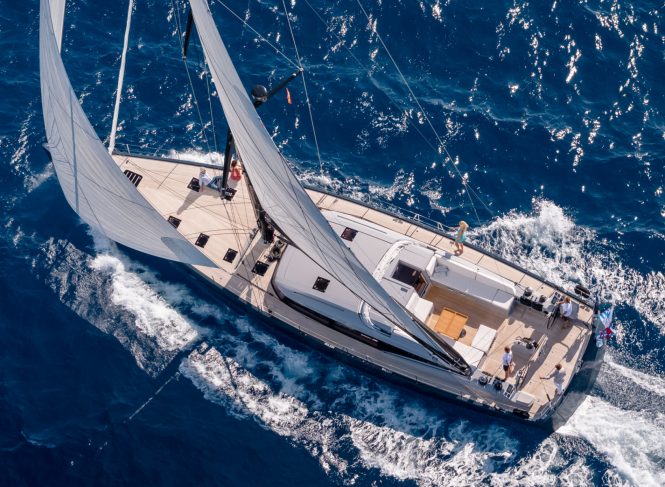 Aerial view of the sailing yacht J SIX