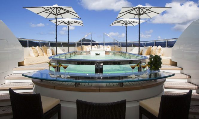Fantastic pool aboard ROMA for charter in the West Med