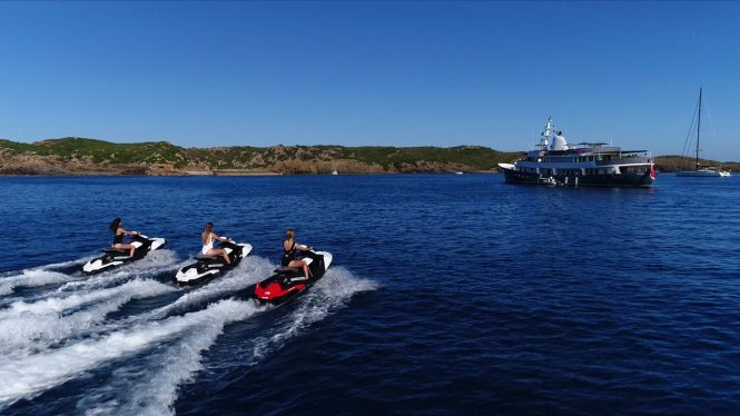 Enjoying the water toys