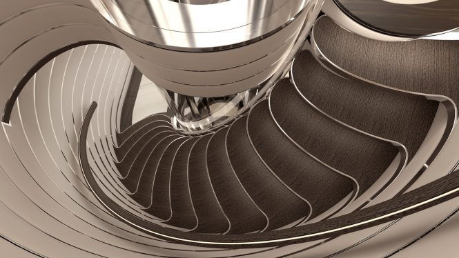 Project COSMOS interior staircase designed by Sinot Exclusive Yacht Design