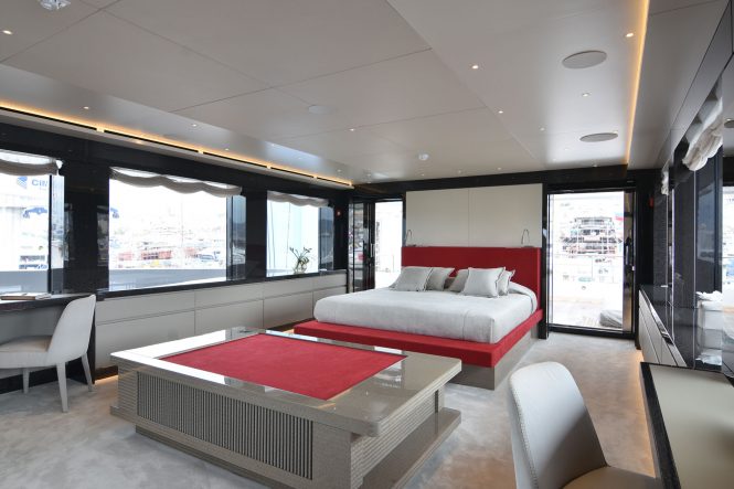 Spacious and bright master suite on main deck