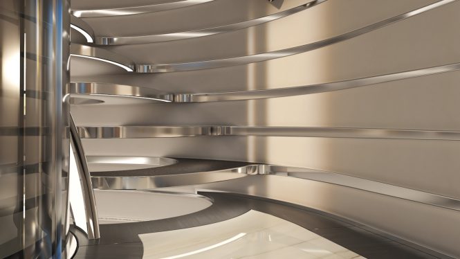 Staircase detail for Heesen yacht Project Cosmos by Sinot Exclusive Yacht Design