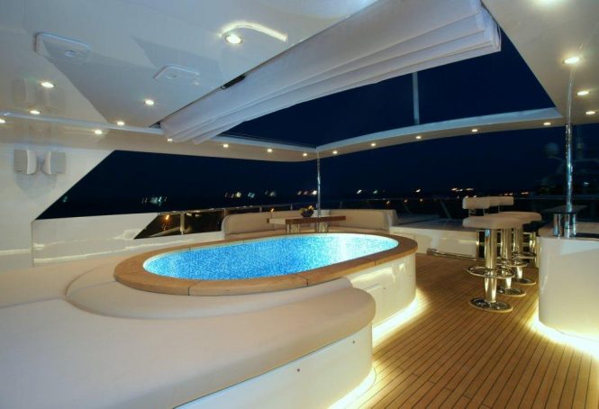 Swimming pool aboard TATIANA by night