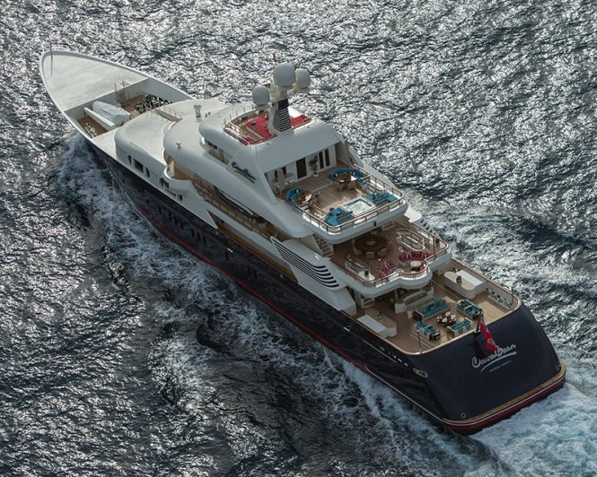 Aerial view of the yacht