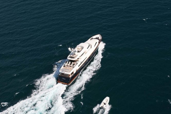 Aerial view of the yacht