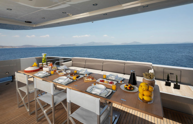 Aft deck alfresco dining onboard during your vacation