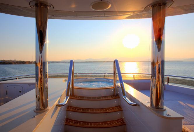 Enjoy the sunset from the Jacuzzi on board