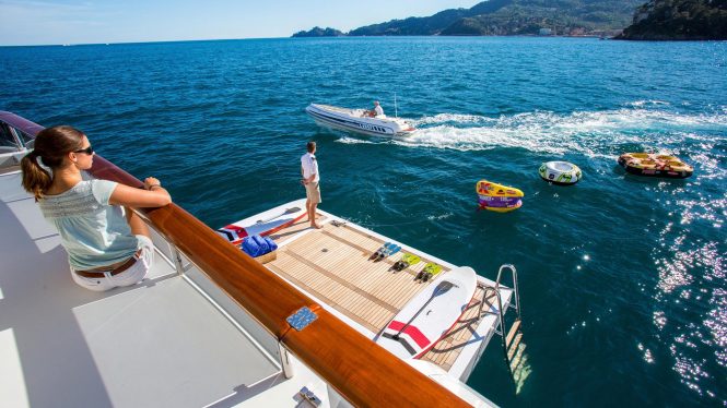 Great selection of water toys available during your charter vacation in Ibiza